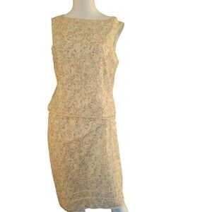 Kay Unger Shirt And Skirt Silk Cream Floral 10